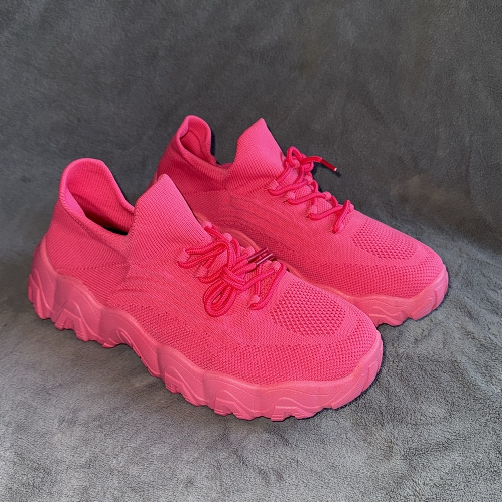 Comfortable athletic shoes neon pink